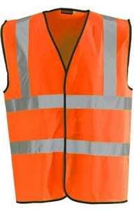 Жилет сигнальный ткань смесовая Гретта с двумя горизонтальными и одной вертикальной полосами